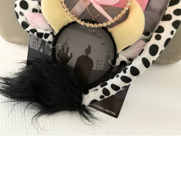 COW Instant Kit Halloween Accessory Black White Headband, Tail, Choker Bell Kit - Picture 5 of 6